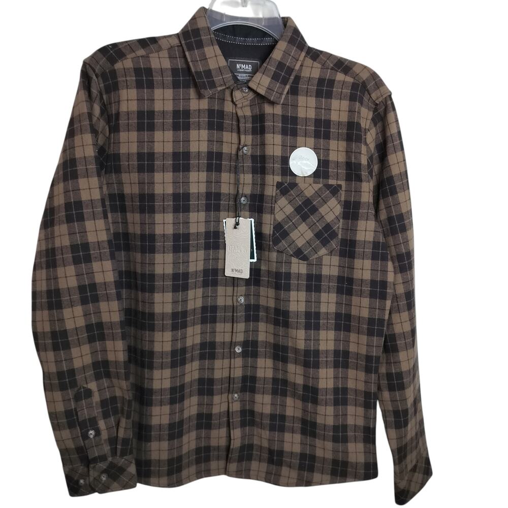 M998) Nomad by Craft +Flow Portabello Thissel Plaid Lined Flannel Medium